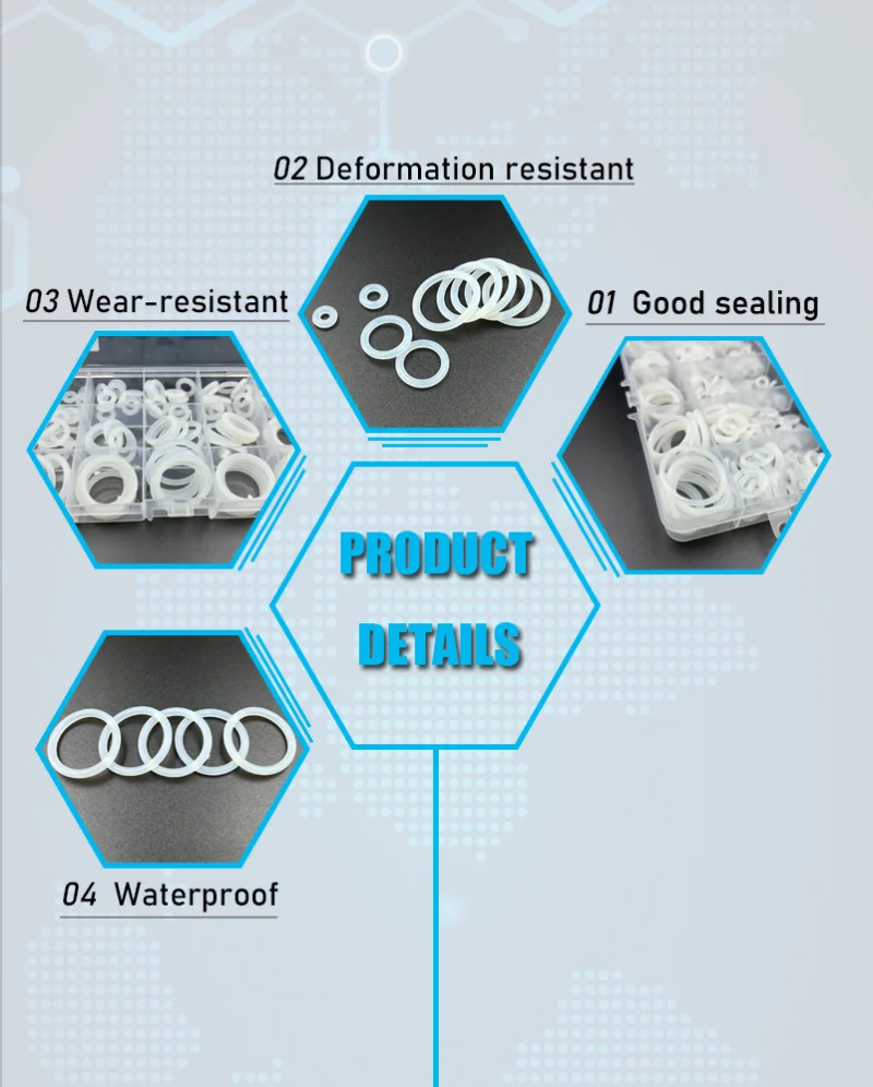 CS 1,5/2,0/2,4/3,1 mm VMQ O-Ring-Dichtungen, Silikon-O-Ring, hohe Temperatur, wasserdichte Unterlegscheibe, isolieren, weißes O-Ring-Set – Detail 2
