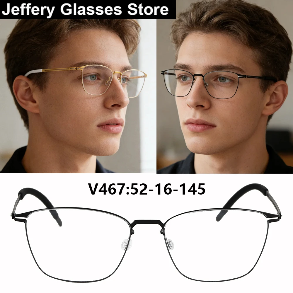 

2026 New Design Men Square Oval Titanium Glasses Frame Handmade Light Weight Screwless Eyeglasses Small Face Spectacle Comfort