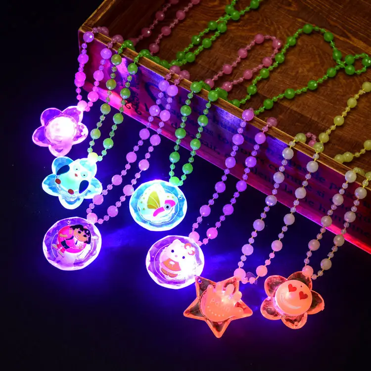 Collar luminoso creativo para niños, collar de princesa acrílico con purpurina colorida, decoración de disfraces de fiesta para niñas, juguetes brillantes para niños, regalo