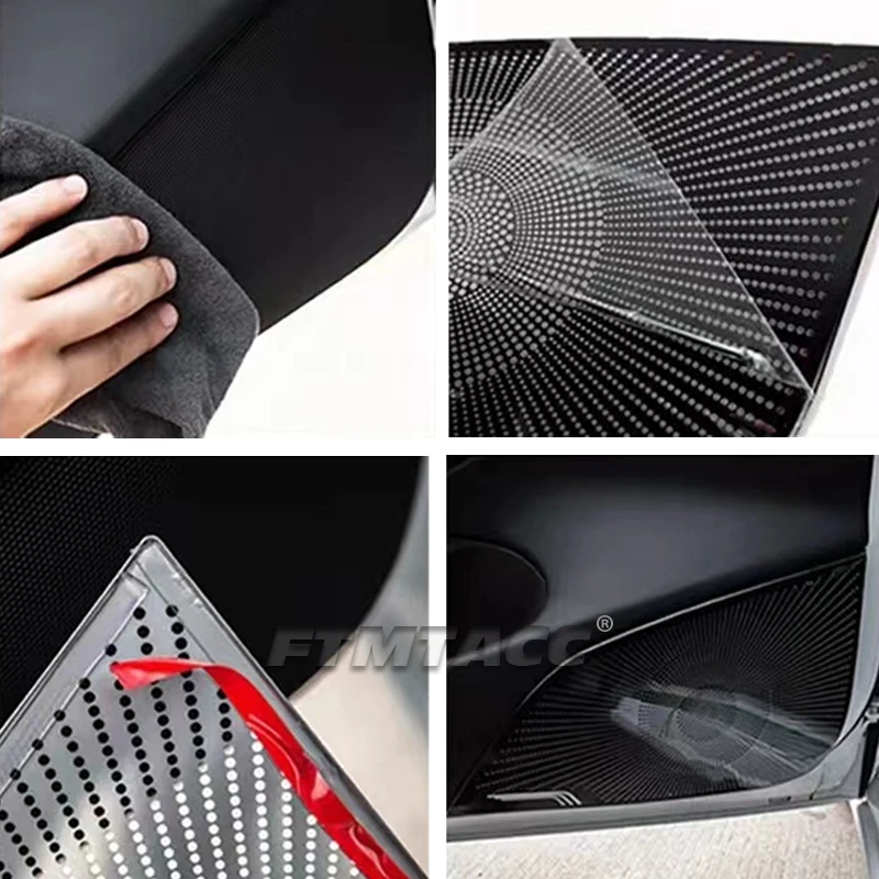 Per Tesla Model 3 2019-2021 altoparlante Sticker Decor Car Door Audio clacson Hood Speaker Panel Trim Cover ABS accessori interni