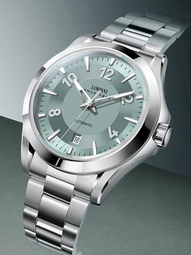 جديد LOBINNI ساعة رجالية العلامة التجارية الفاخرة 41.5 مللي متر ساعة اليد الميكانيكية التلقائية 50 مقاوم للماء الياقوت مضيئة تاريخ ميوتا 8215