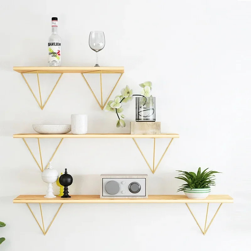 

Simple word baffle shelf living room view shelf hanging wood board wrought iron decoration