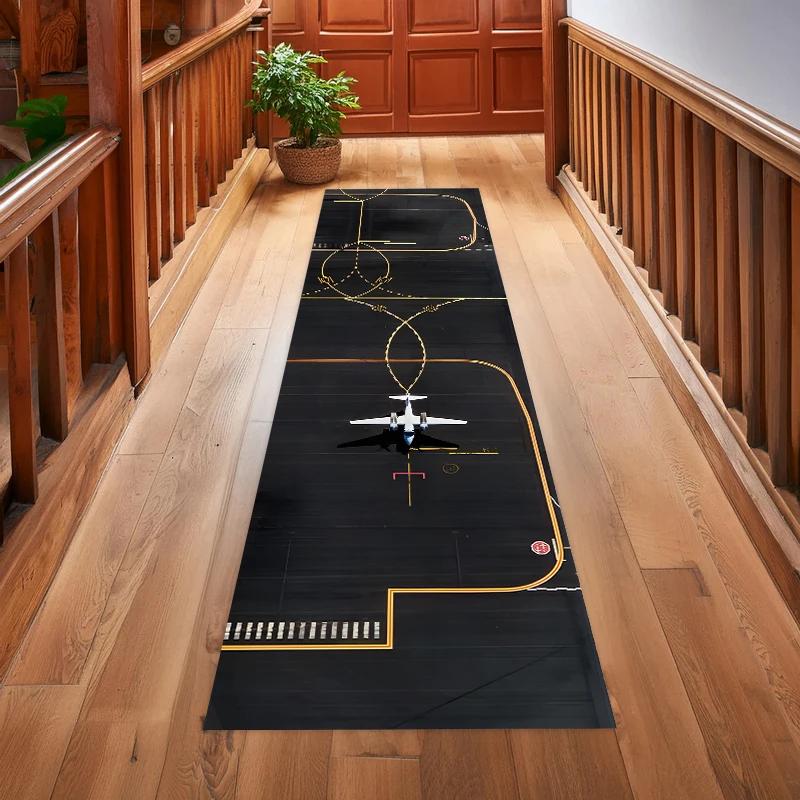 Running Track Print Mat - Athletic Lane Design Non-Slip Floor Carpet for Hallway Home Gym Playroom Sports Decor Fashionable