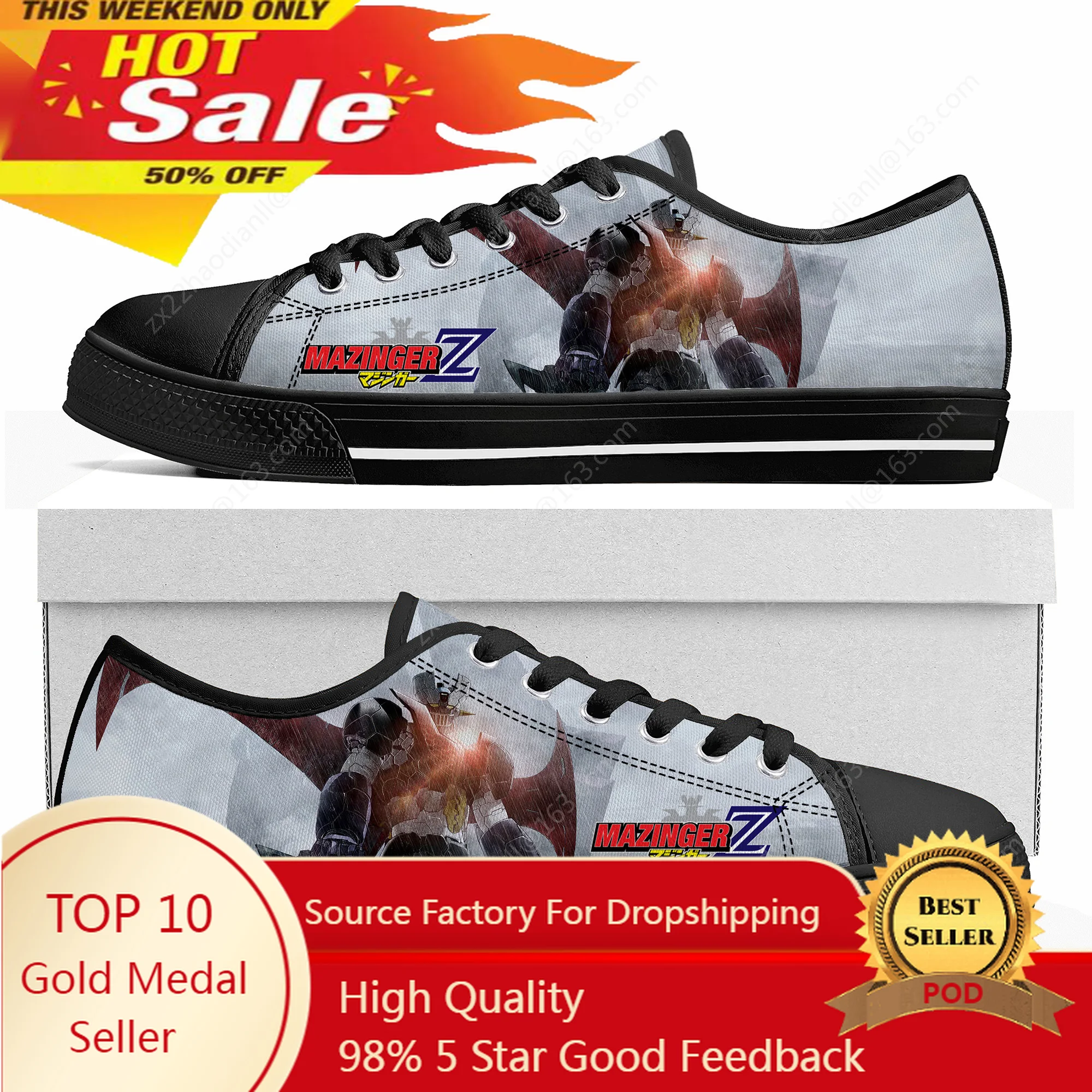 

Cartoon Manga Mazinger Z Anime Comics Low Top Sneakers Mens Womens Teenager High Quality Canvas Sneaker Couple Shoes Custom Shoe