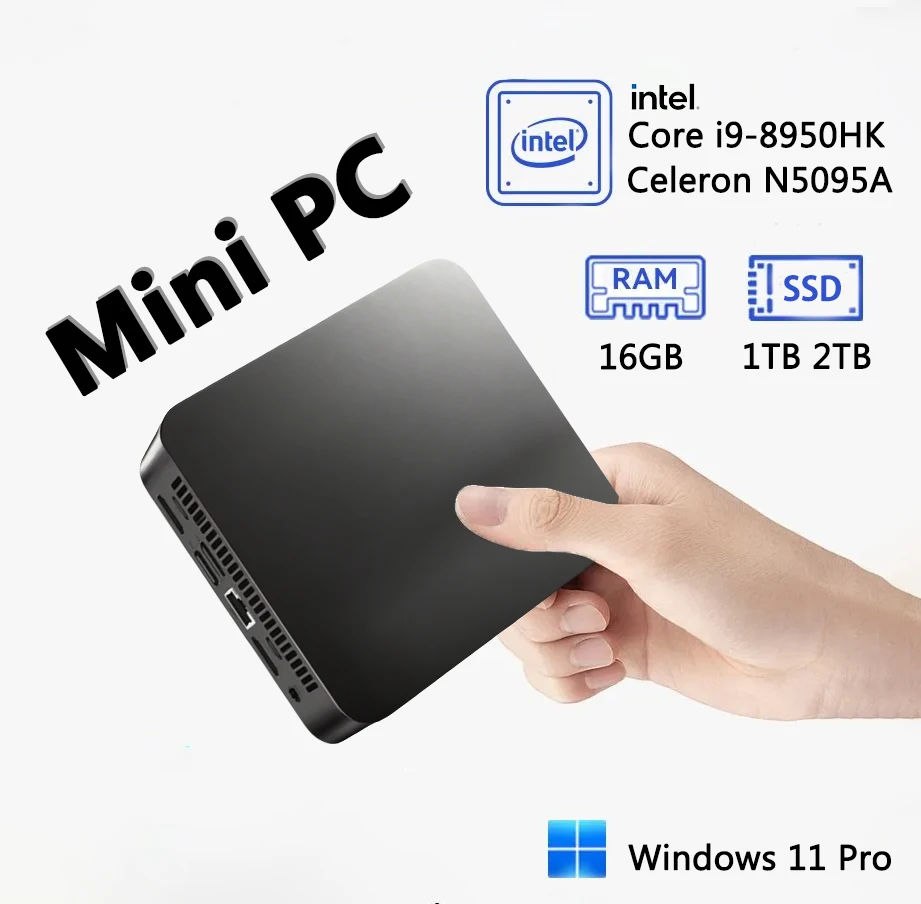 Windows 11 Pro搭載 ミニPC Intel i9-8950HK/Celeron N5095A 16GB RAM 1/2TB SSD WiFi6 BT5.2 デスクトップパソコン ワークポケットPC