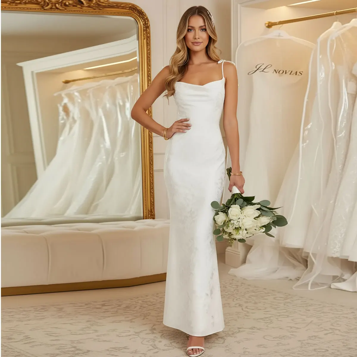 ชุดแต่งงานทรงเมอร์เมดแบบเปิดหลัง ผ้าลูกไม้ สำหรับผู้หญิง คอวี ทรงเข้ารูป ยาว ชุดเจ้าสาวสำหรับงานแต่งงาน ชุดเจ้าสาว