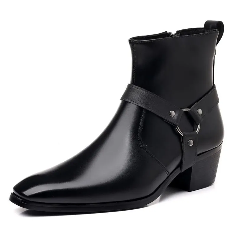 Luxury Men's Fashion Designer Chelsea Boots Luxury High Quality Men Cowboy Boots Black Brown Zip Wedding Office Dress Shoes Male