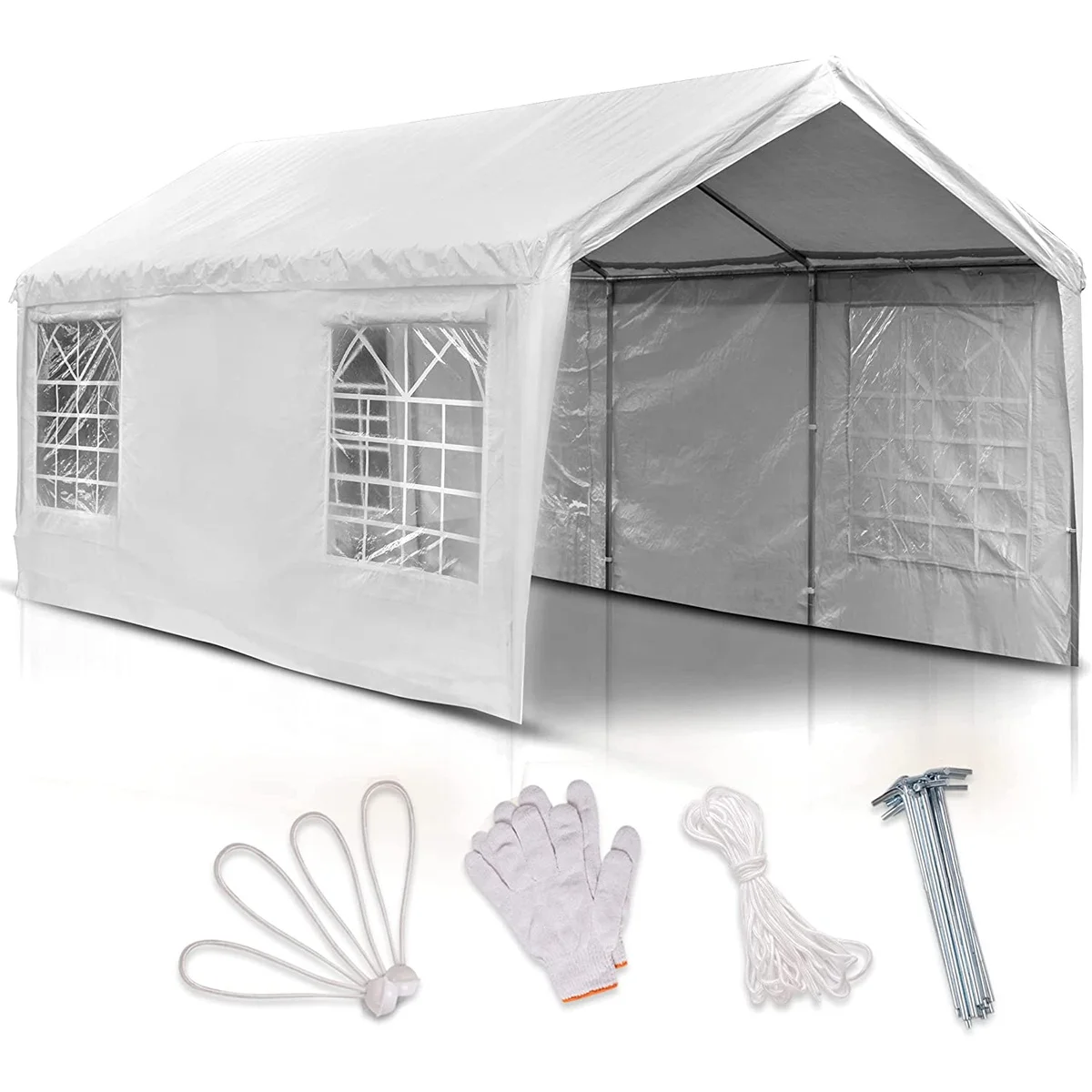 

Portable Carport Canopy Heavy Duty Garage Car Tent with Sidewall Windows Car Port for Boat Storage Party Tent