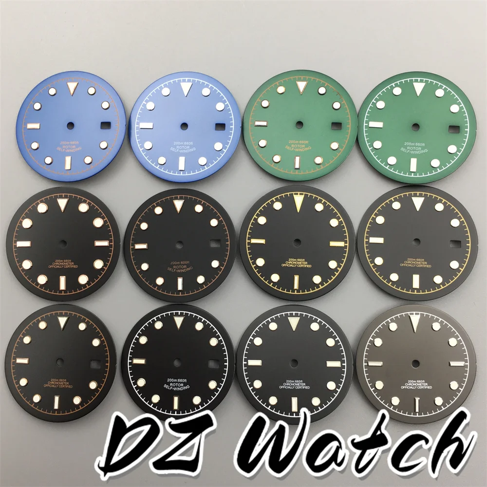 DZ 33.5mm Dial Black Green Blue Green luminous Fit NH35 NH36 ETA 2824 Miyota PT5000 Movement