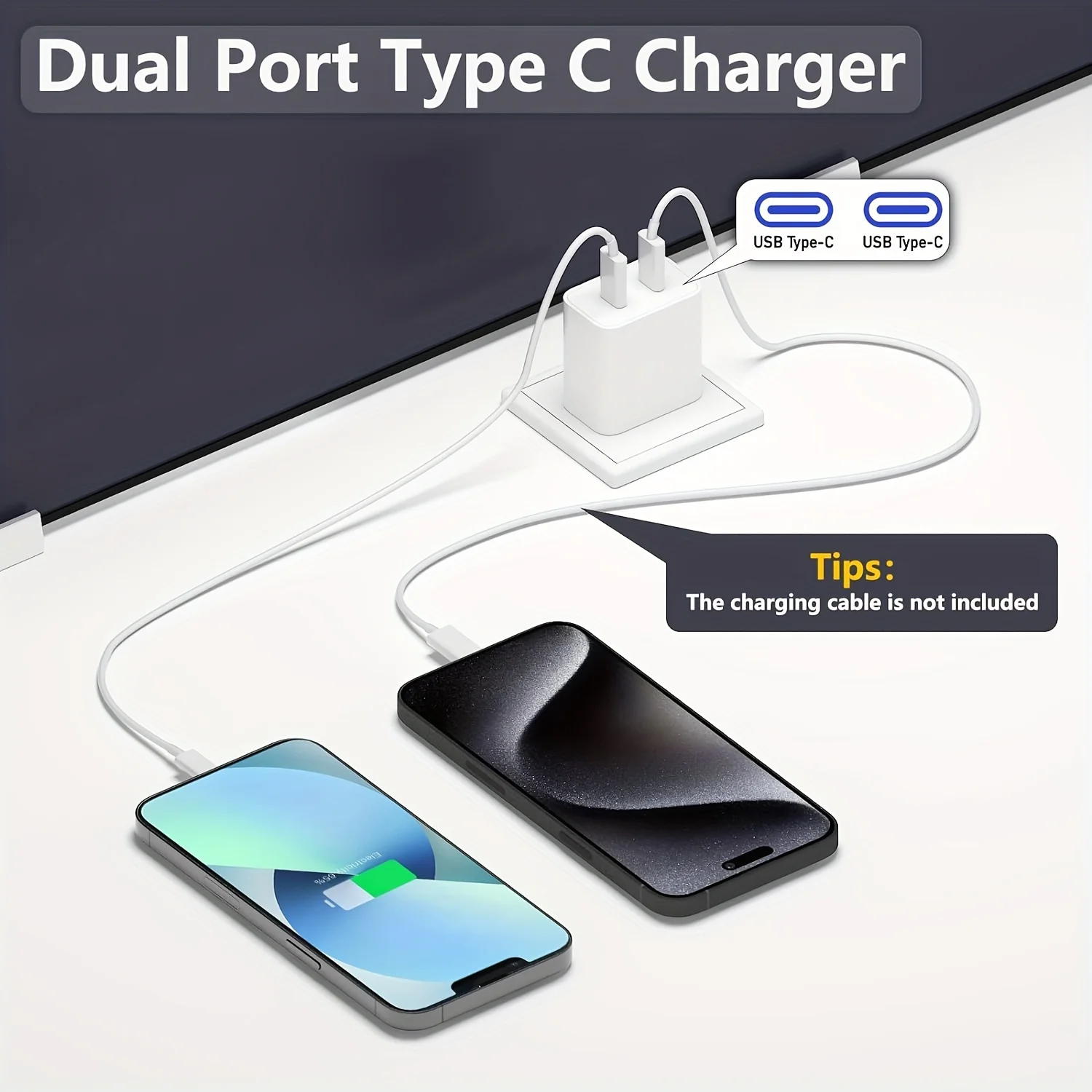 شاحن حائط USB-C فائق السرعة، كابل طويل 6.6 بوصة مناسب لهاتف iPhone 15 وSamsung Galaxy S23 S22 Plus، S20/S21 Ultra