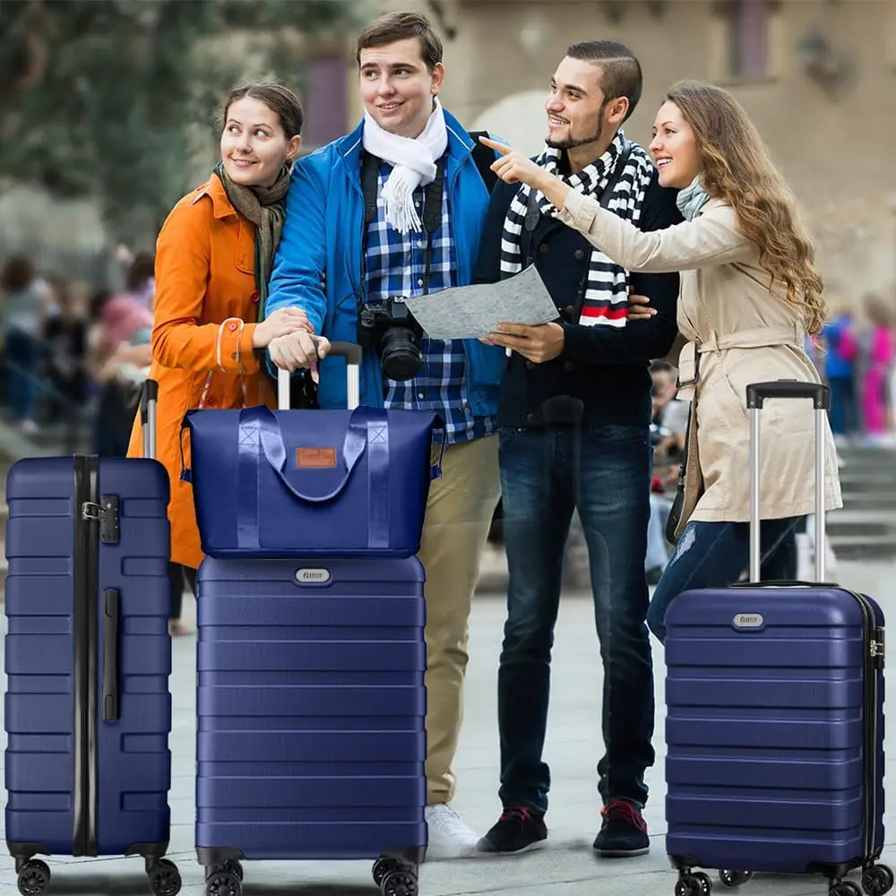 Lightweight 5-Piece ABS Hardshell Suitcase Set with 4 Universal Wheels, TSA Lock, and Carry-On Option for Travel