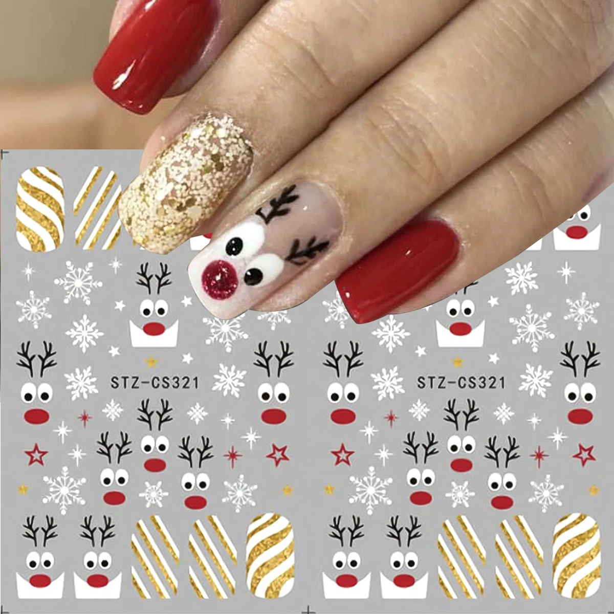 2 قطعة عيد الميلاد مسمار الفن ملصقات لطيف التماثيل نجوم الشتاء ندفة الثلج الشريط الفرنسية خطوط منحنية عيد الميلاد تصاميم مسمار ملصقات فنية