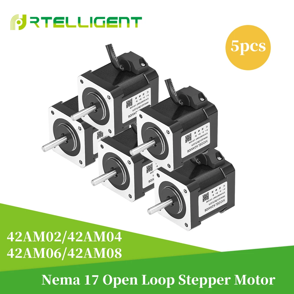 Rtelligent 5 PCS 4 Lead Nema 17 42AM02/42AM04/42AM06/42AM08 Stepper Motor for 3D Printer