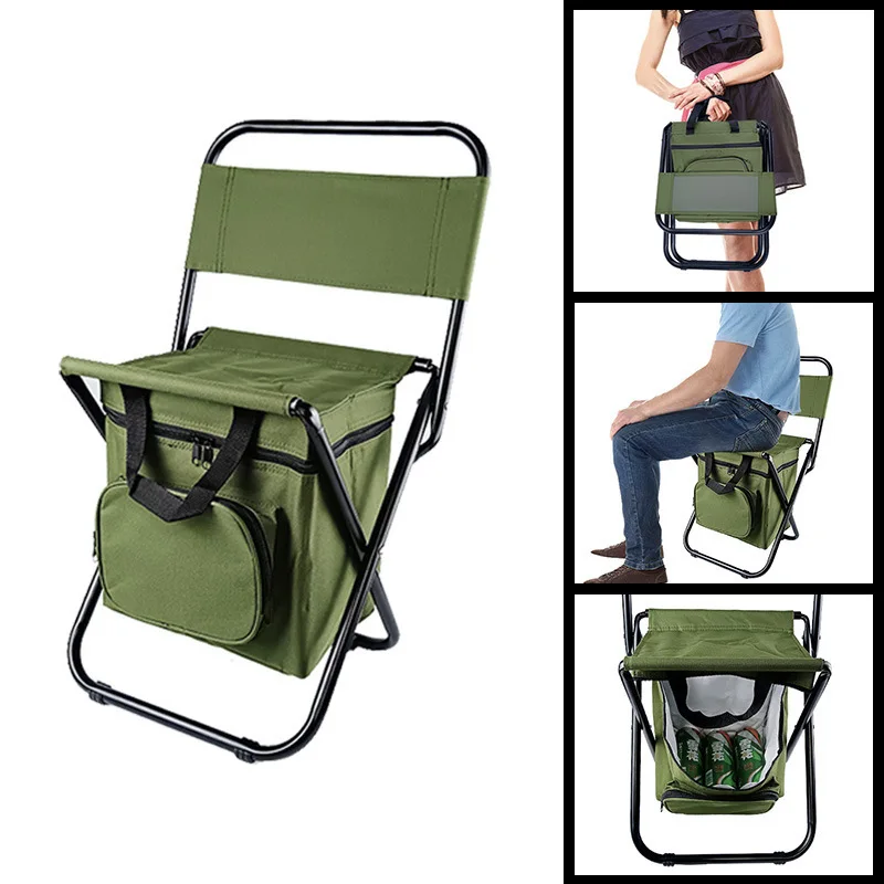 

Three-in-One Foldable Ice Cooler Chair - Portable Warmth-Backed Seat for Outdoor Camping and Fishing
