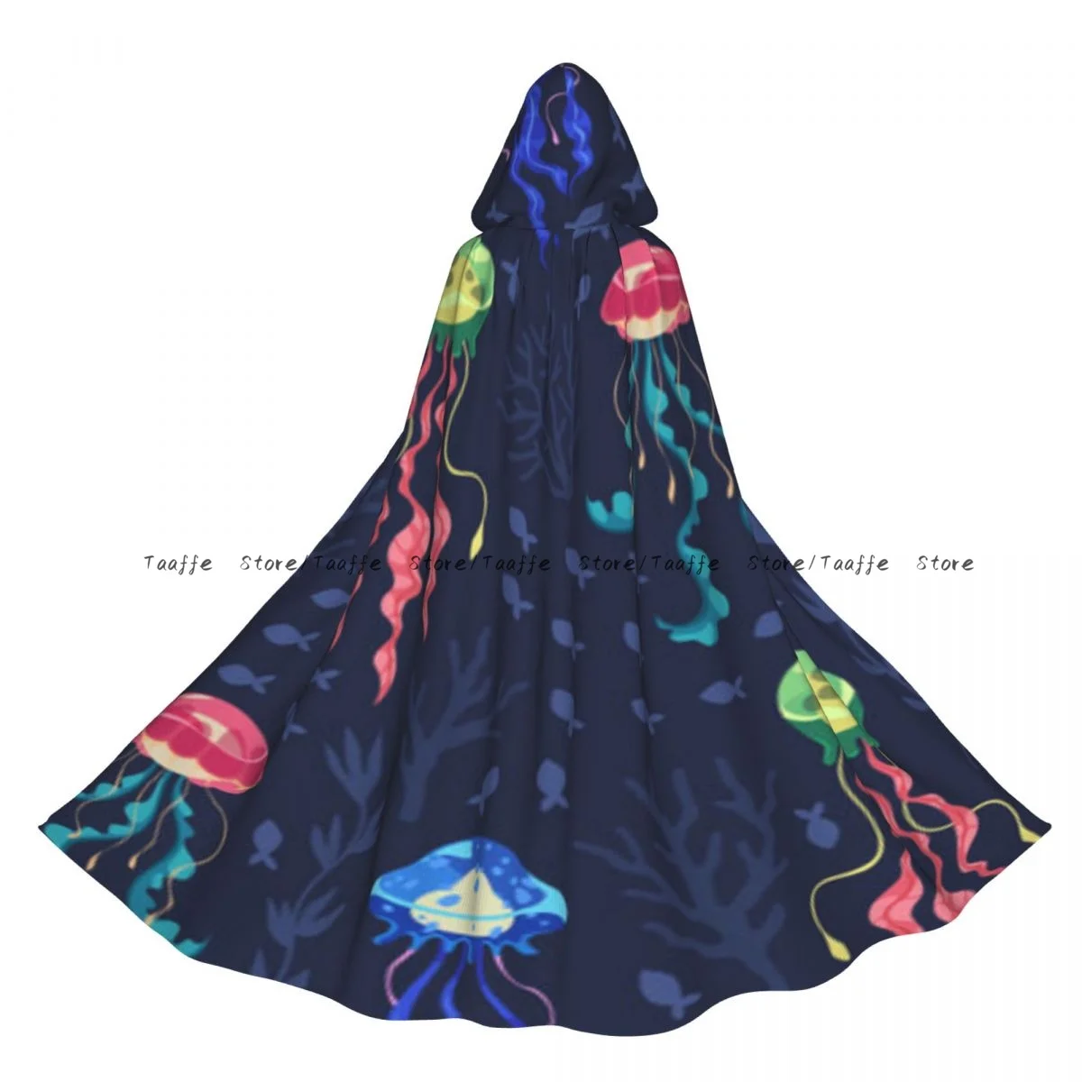 

Cartoon Jellyfish Pattern Witch Cloak Halloween Cosplay Costume Adult Unisex Cloak Retro Ages Cape