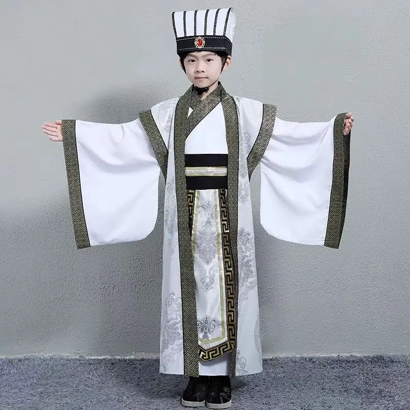 2025 Chinese Retro Hanfu Children's Ancient Hanfu boys' Cao Cao Liu Bei Guan Yu Zhang Fei Zhuge Liang performance Costumes LH636