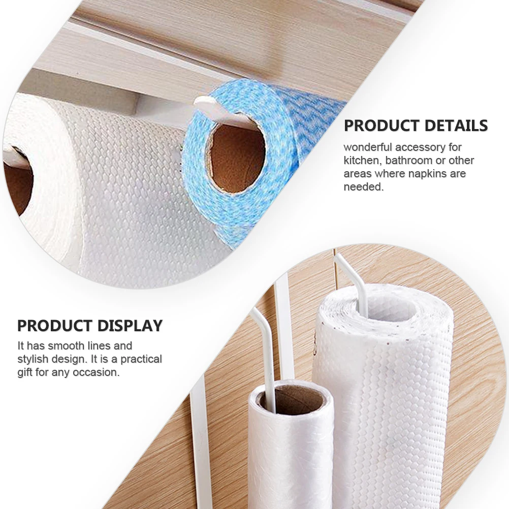 

Wall Mounted Paper Towel Holder Wrought Iron Shelf Punch Free Dispenser Kitchen Rack Roll Paper Holder Bathroom Storage