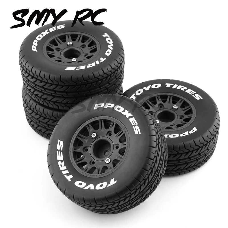 

1:10 4PCS Short Course Truck 113MM Tire & 12 Bead-Lock Wheel Rims Hub 12MM HEX for 1/8 RC SLASH VKAR 10SC HPI NEW ENRON