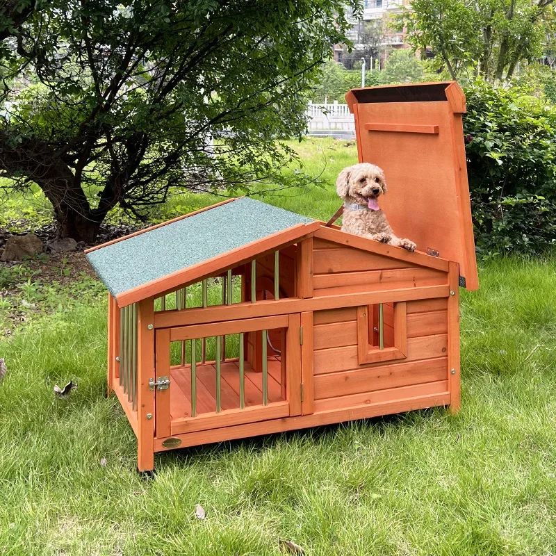 Luxury Villa Kennel Cage Ample Space Design Solid Wood Pleasantly Cool Burliness Kennel Dog House Los Perros