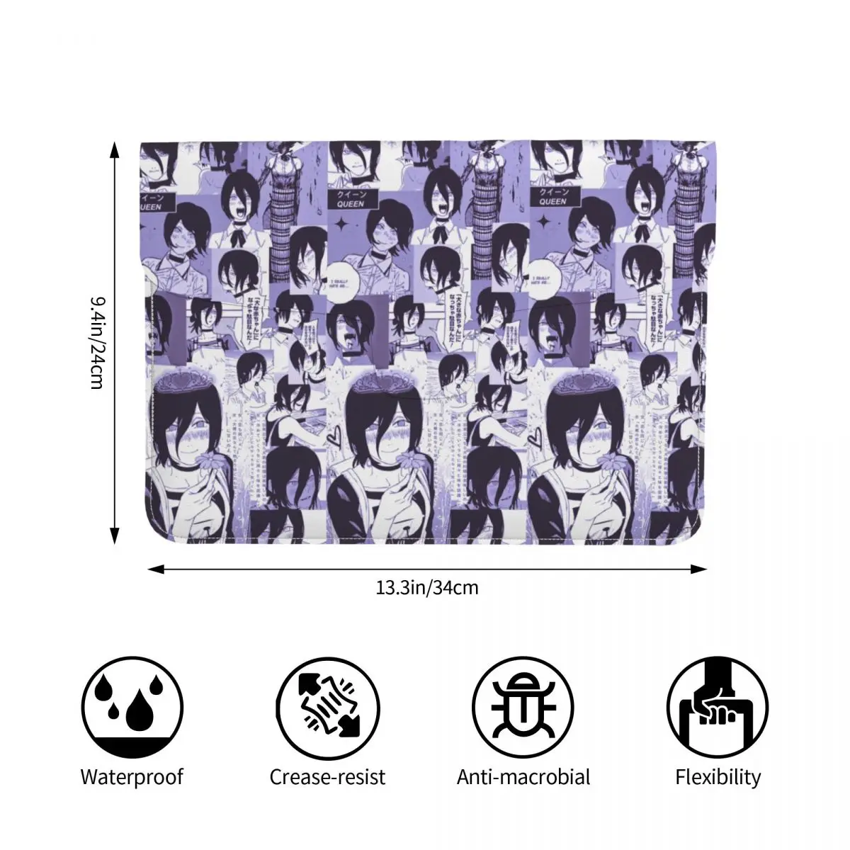 Chainsaw Man Devil Reze Arc PU Leather Horizontal Laptop Sleeve Shockproof Soft Lining Notebook Case 13 Inch