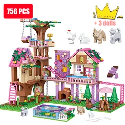 Friends City Tree House Summer Holiday Villa Castle Garden Swimming Pool Building Blocks Sets Figures DIY Toys for Girls Gifts