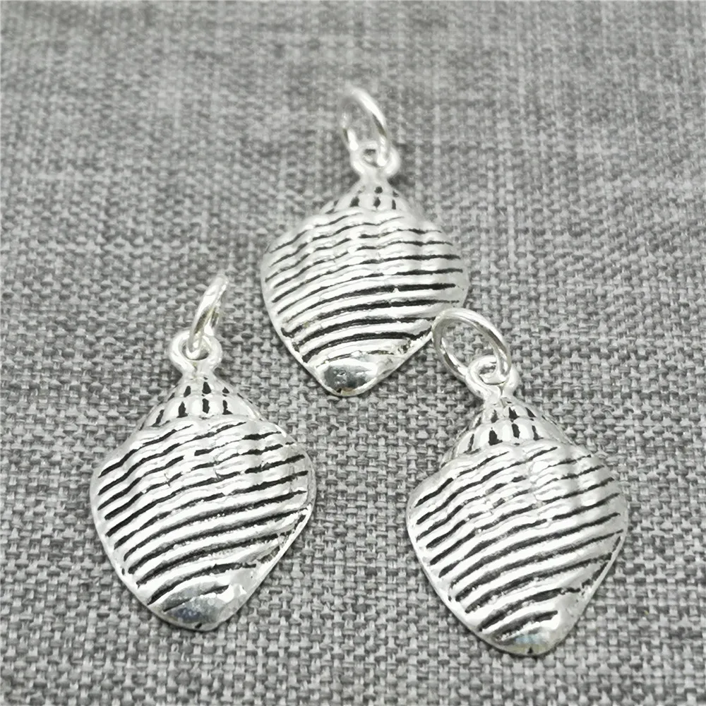 2 Pieces Conch Shell Charms in 925 Sterling Silver for Ocean Bracelet and Necklace Making
