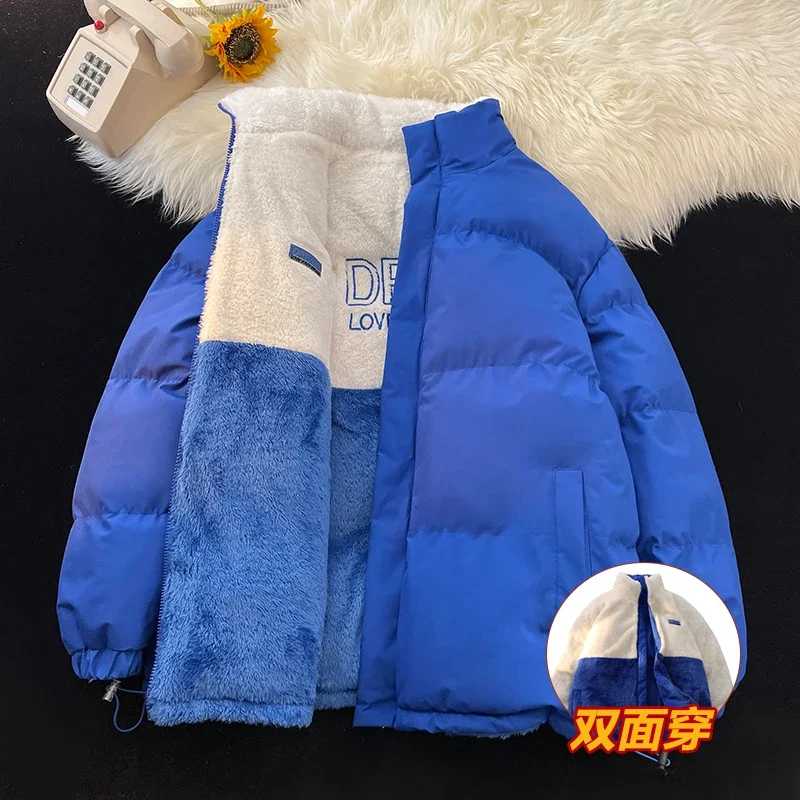 

New Parker Coat Brand High Quality Lamb Wool Parkas Korean Style New Winter Trendy Brand Bread Jacket Male Stand Collar Jacket