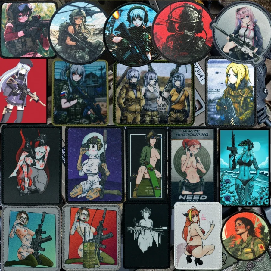 

Sexy Girls Printed Tactical Patches Military Bikini Beauty Morale Badge Army Chevron Anime Waifu Girl Hook&Loop Backpack Armband
