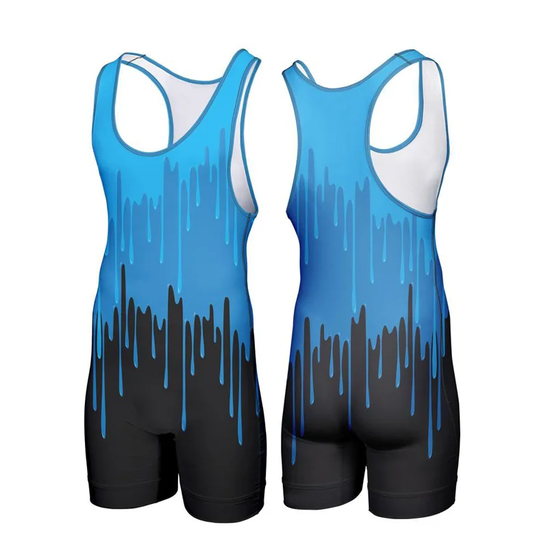 USA Wrestling Singlets Weightlifting Suit Boxing One Piece Bodysuit Iron Men Gym Sport Fitness Skinsuit PowerLifting Wear