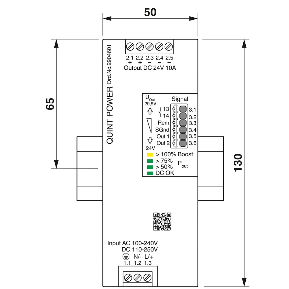 24VDC/10A Switching Power Supply 2904601 QUINT4-PS/1AC/24DC/10 QUINT POWER (Replace:2938604)