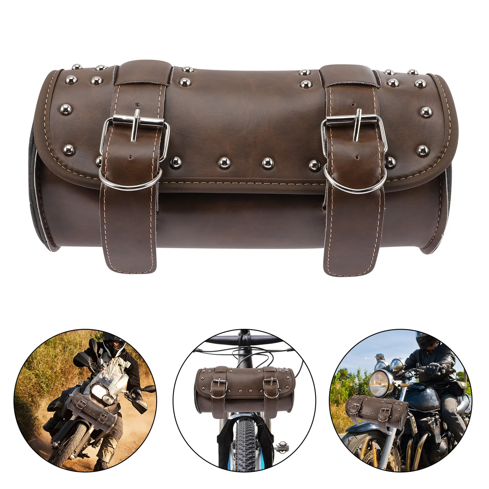 

Motorcycle PU Handlebar Tool Bag Soft Waterproof Shockproof Tear Resistant Motorcycle Organizer Pouch for Motorbike