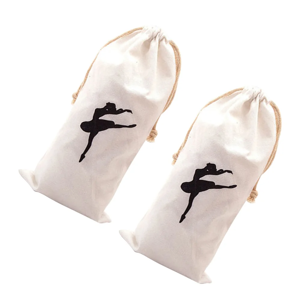 2 Pcs Pointe Shoe Storage Bag Canvas Drawstring Ballet Dance Accessories Latin Girl Miss Flat Dress Shoes for Women