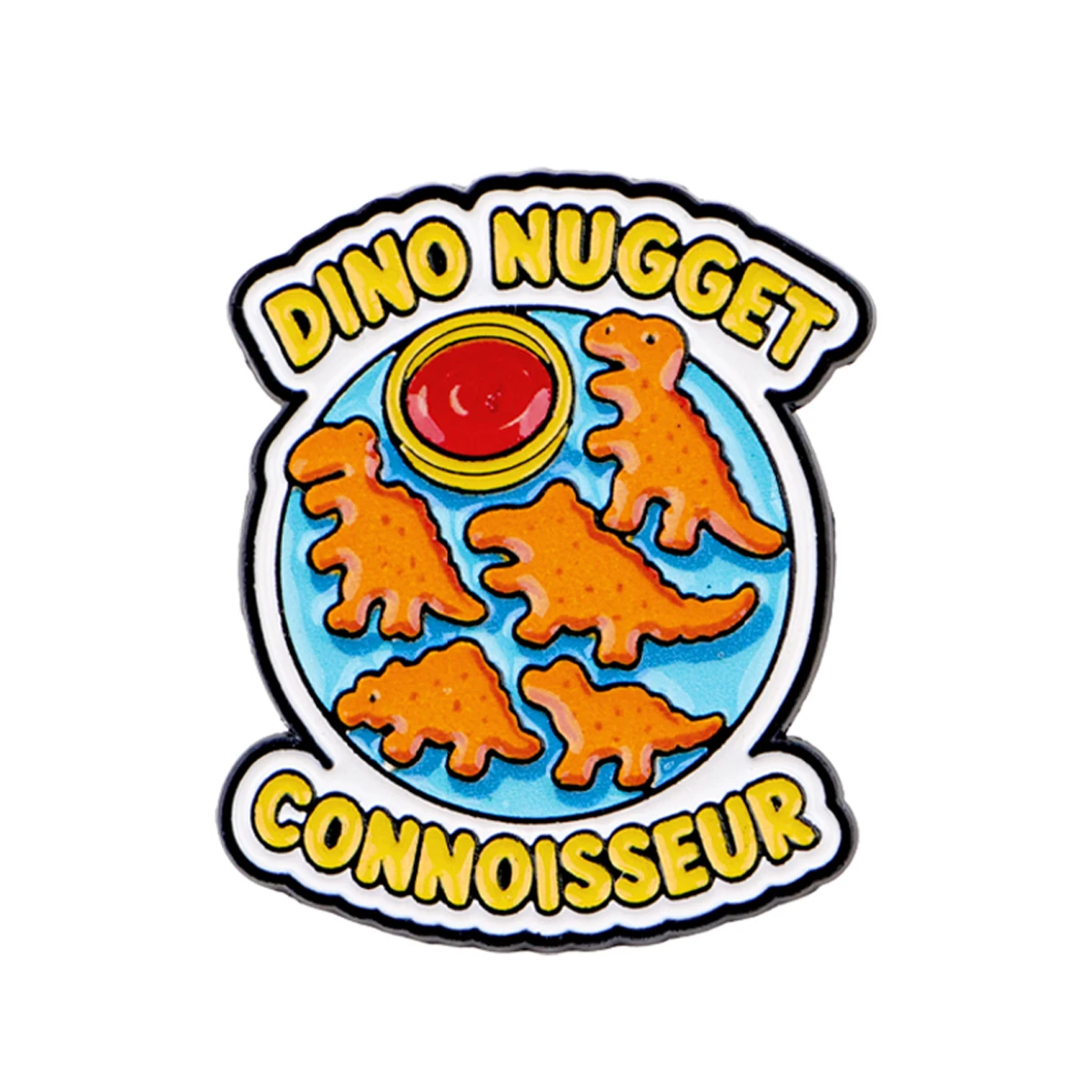 DINO NUGGET CONNOISSEUR Emaille-Pin Dinosaurier-Brosche Anstecknadeln Abzeichen für Rucksack Kleidung Accessoires Modeschmuck Geschenk für Freunde