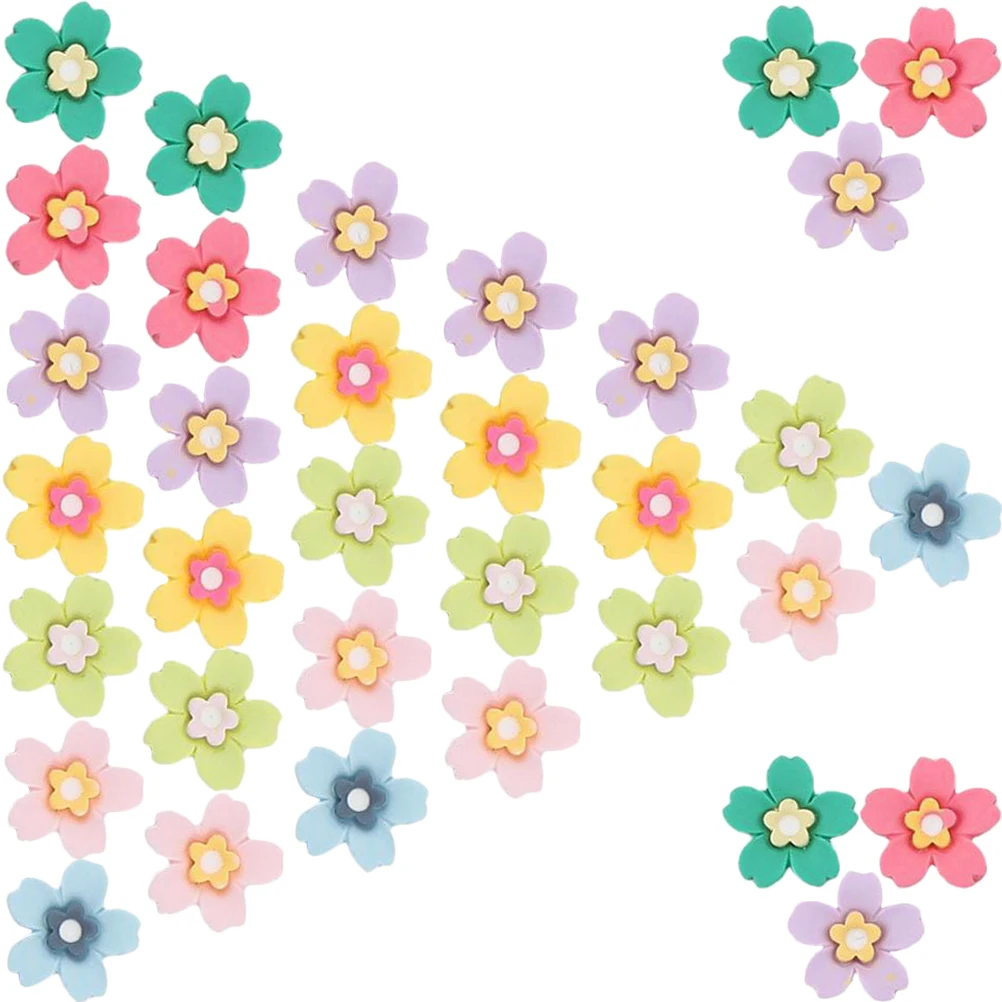 

30pcs Mini Flower Shaped Plastic naments Lightweight for Crafts Hair Clips Phone Case Embellishments Stylish Accessories