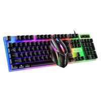 Gamer Wired 104 Keys Keyboard and Mouse，3D Symmetrical Mouse Cool Rainbow Backlight Suspended Key Cap Keyboard  for Game