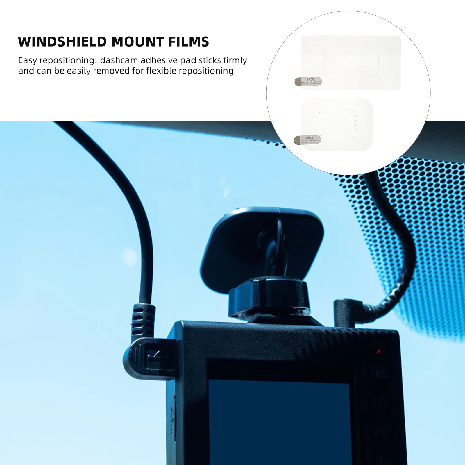 

8Pcs Windshield Static Film for Dash Camera Precise Positioning and Easy Repositioning Transparent Mount Stickers