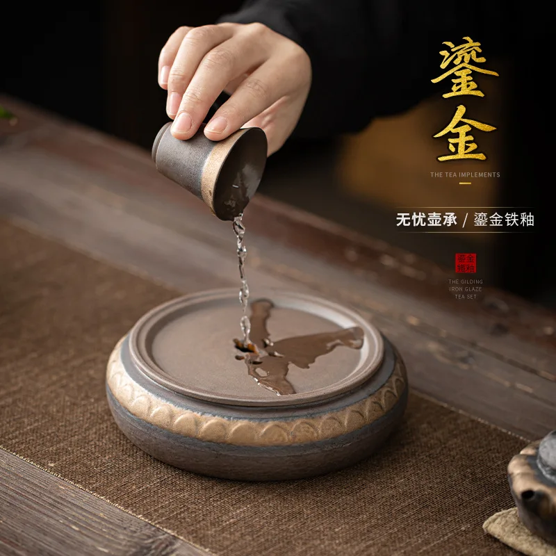 Worry-Free Pot Tray Water Storage Water Storage Kettle Pot Tray Teapot Holder Support Base Round Ceramic Tea Tray Tea Table