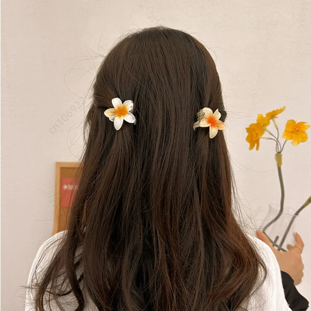 Flower Hair Claw Hawaiian Gradient, Mini Fashion Hair Clips for Women Baby Girls, Crab Barrette Headwear Hairpin Accessories image 5