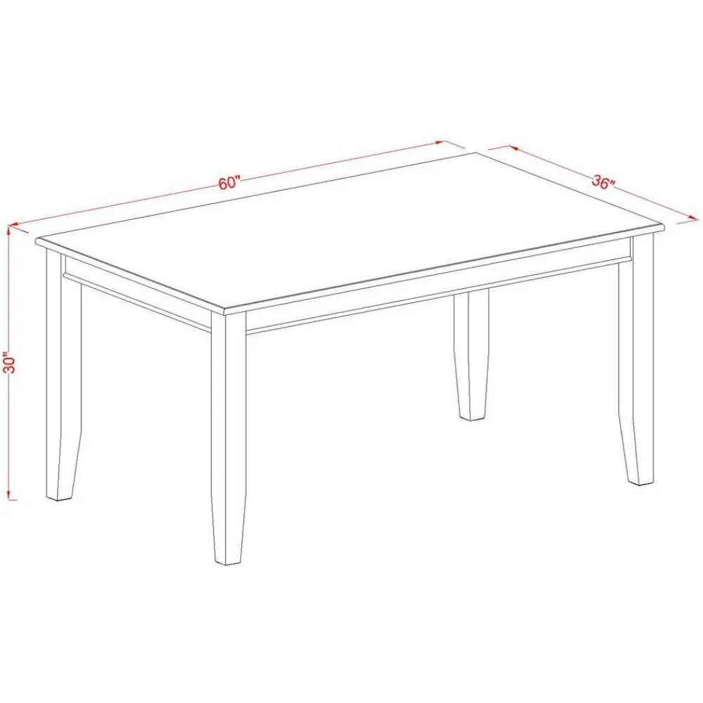 DUNO7-MAH-C Dudley 7 Piece Set Consist of a Rectangle Kitchen Table and 6 Linen Fabric Upholstered Dining Chairs, 36x60 Inch