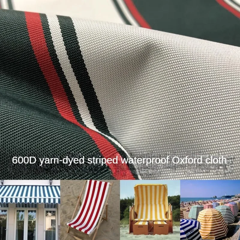 Thickend 600D Yarn-dyed Striped Waterproof Oxford Fabric Per Meter for Tent Awning Beach Chair Luggage Sewing Cloth Wearable Red