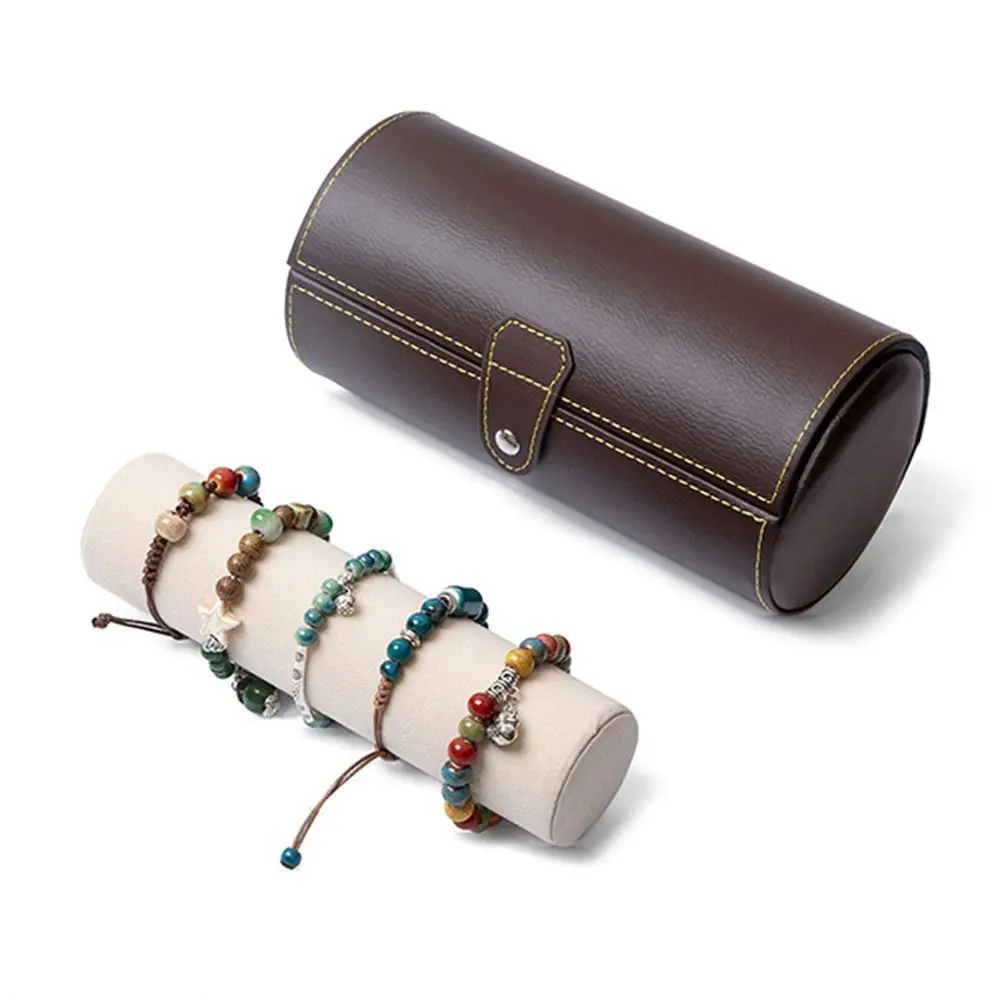 

Портативный рулон часов, дорожный футляр, цилиндрический винтажный дисплей для часов, утолщенный держатель для наручных часов из искусственной кожи, ювелирные аксессуары