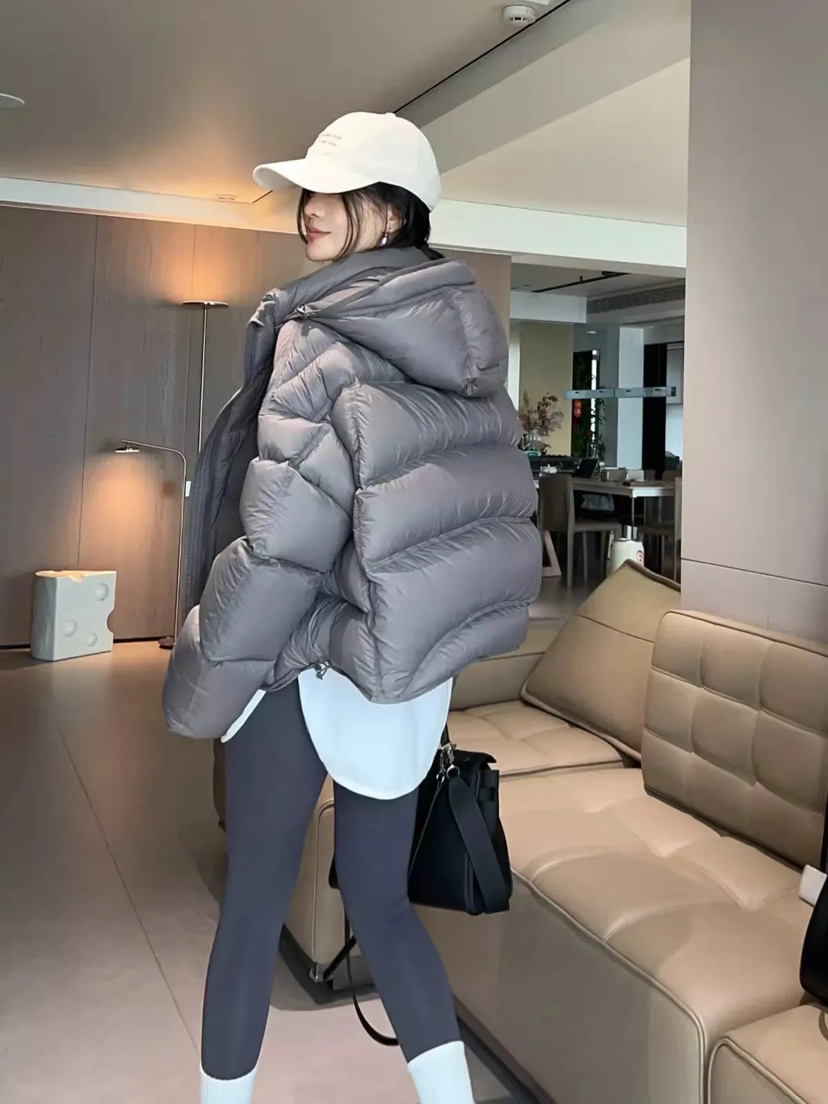 

Famous Actress Yang Ziyi New National Standard White Duck down Puffer Jacket Women's Coat Detachable Hood Korean Style Trendy