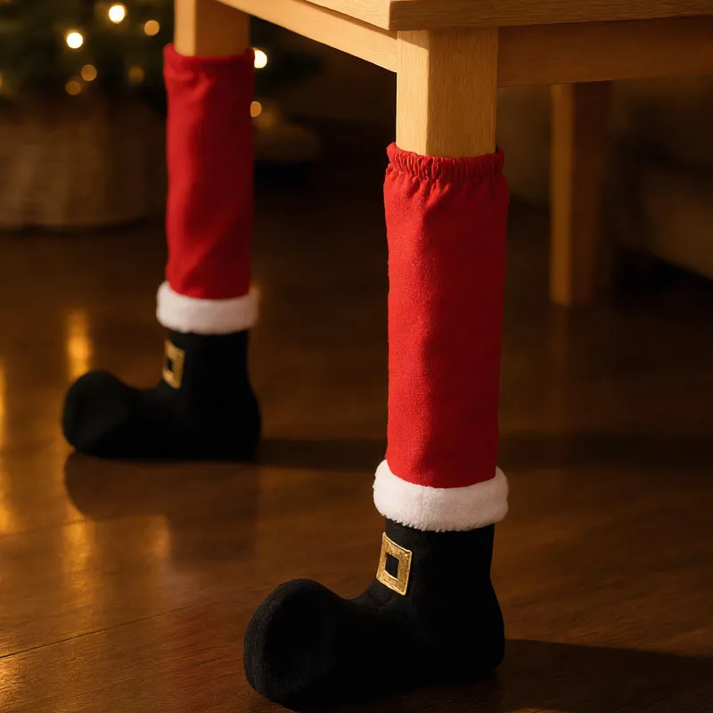 4 PCS Christmas Chair Leg Covers - Soft Non-woven Fabric Christmas Products - Gift for Restaurants, Bars, Chair Leg Covers