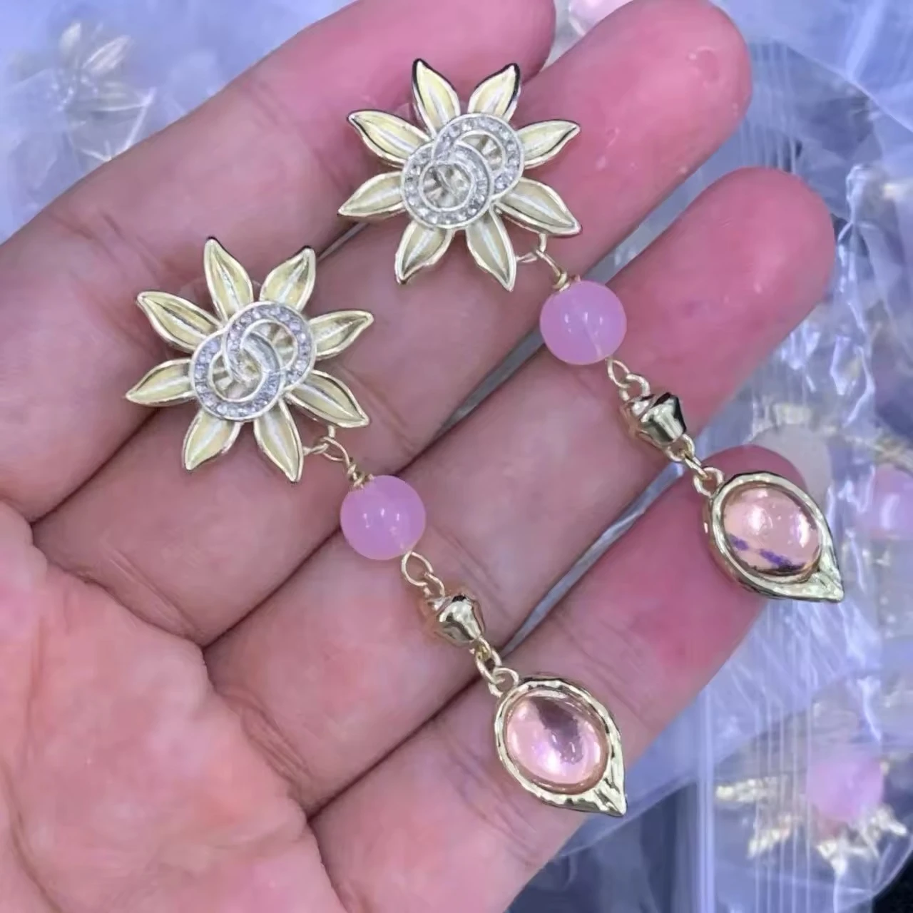 

High End Ladies Double C Pearl Necklace Earrings Bracelet for Women