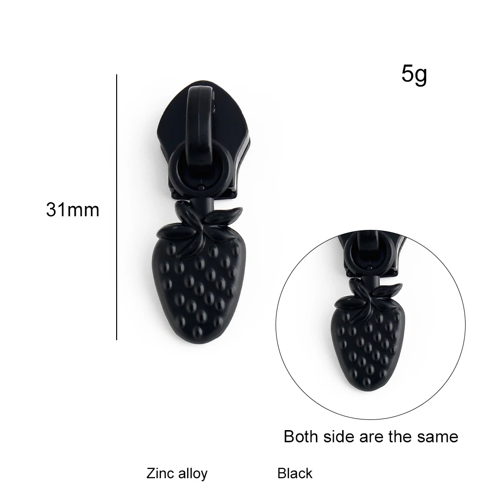 10/40/100PCS Strawberry 5# Nylon Sewing Zipper Slider For Replacement Garment Bags Shoulder Purse Zip Puller Head Accessories