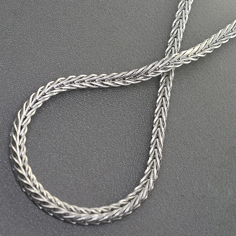 Custom Length 30cm-100cm Stainless Steel 4mm Square Foxtail Chain Wallet Jean Biker Keychain Bag Strap DIY Replacement