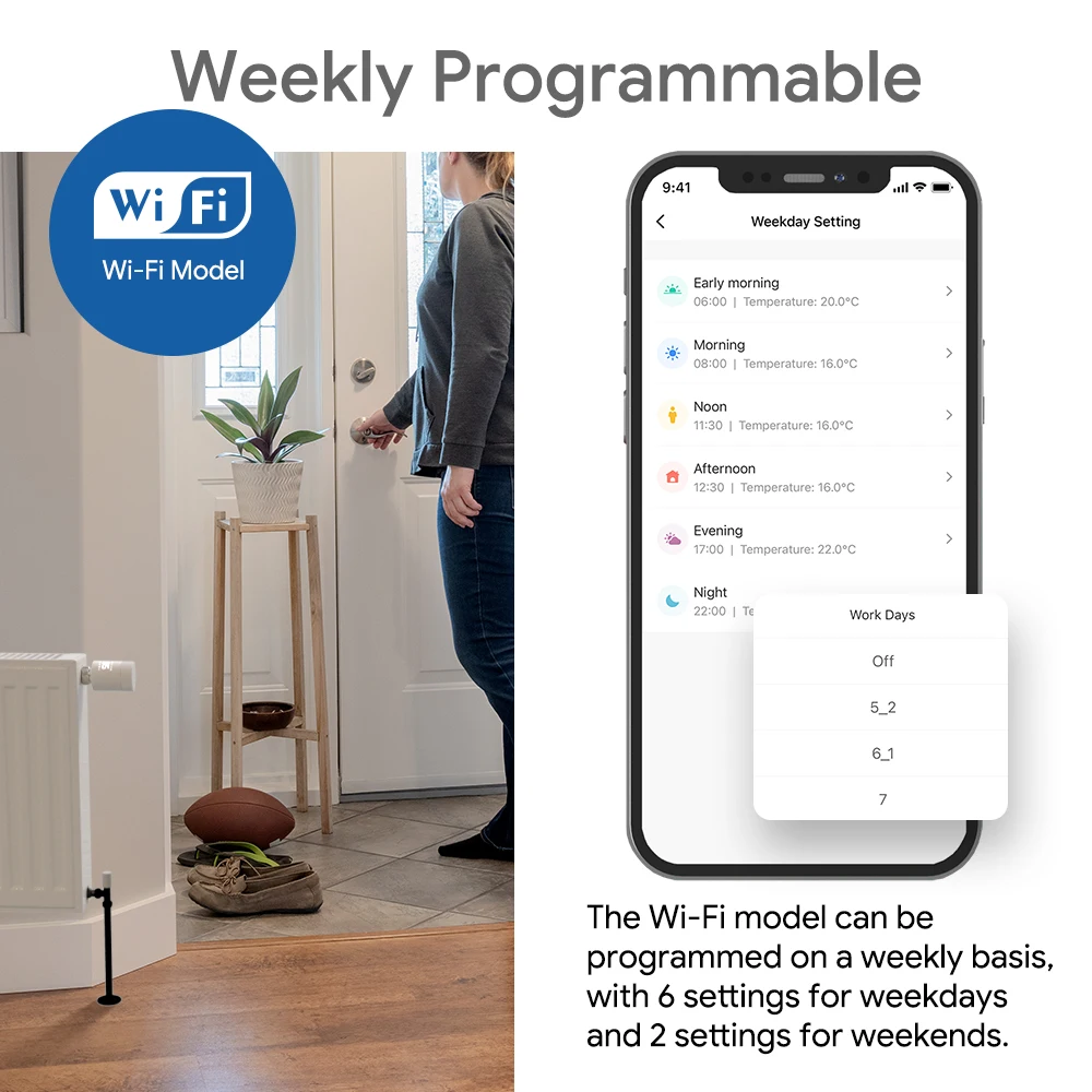 Beok Tuya Wifi Radiator  Thermostatic Valve TRV Programmable Remote Temperature Controller with Google Home Alexa