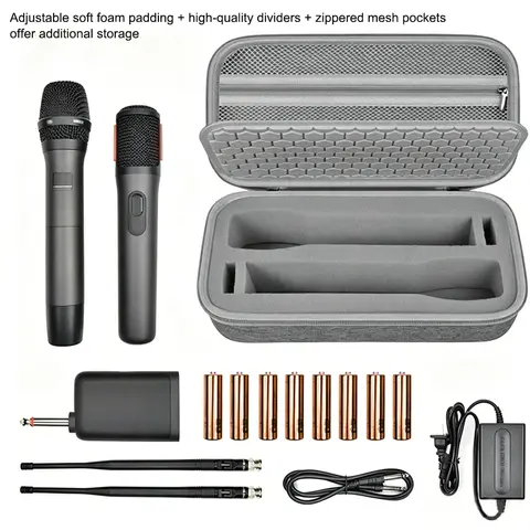For JBL Partybox Wireless Dual Microphone Carrying Case Hard Shell Travel Bag with Foam Divider Mesh Pocket and Handle