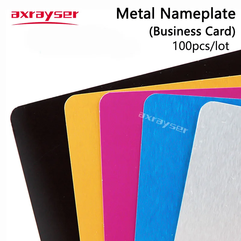 100PCS Metal Nameplate Business Cards Multicolor Aluminium Alloy Material 5 Color for Laser Marking Machine CO_2 Laser Marker