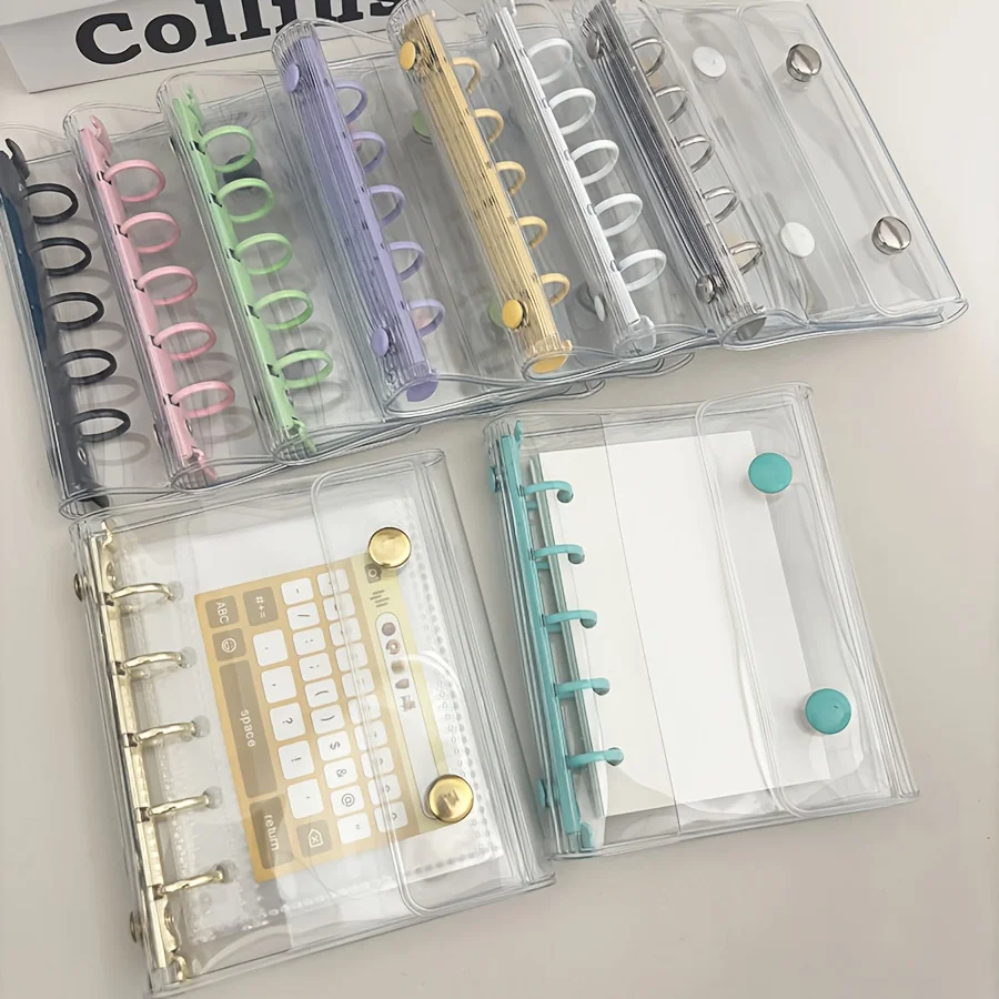 A7 Erweiterbare Doppelknopf-Transparente PVC-Softcover-Bindung, Journal-Einband, Skizzenbuch-Zubehör, Tagebuch, Bürobedarf
